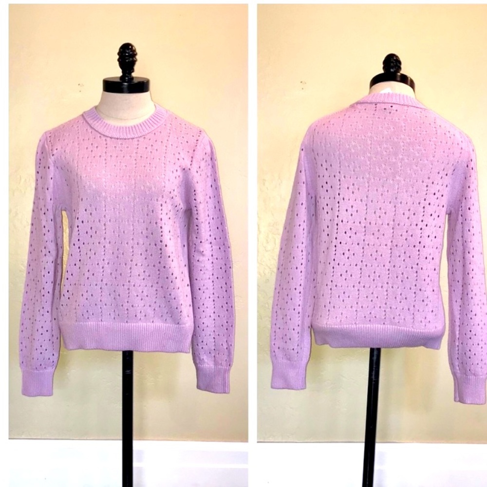 JCrew Point Sur Allover Pointelle Crewneck Sweater